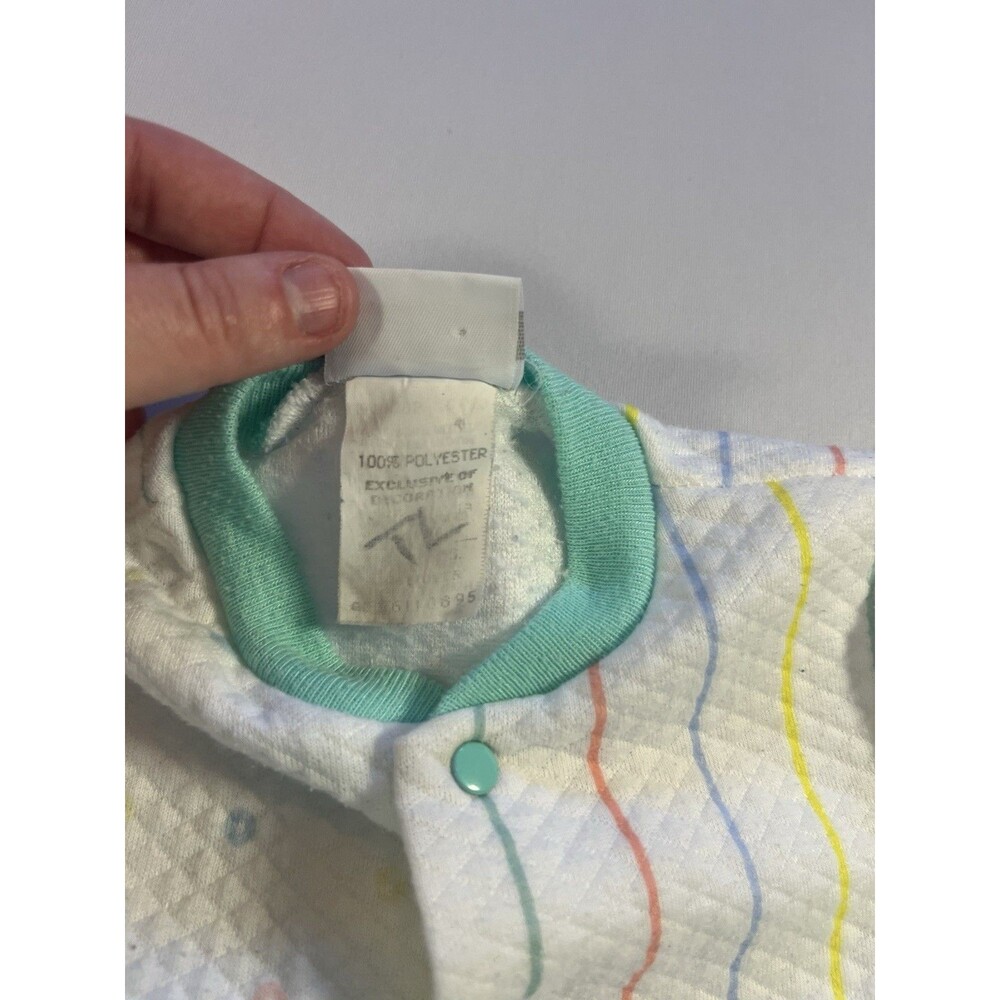 Vintage Carter’s Quilted Baby Sleeper One-Piece Pastel Stripe Footed - Picture 8 of 12